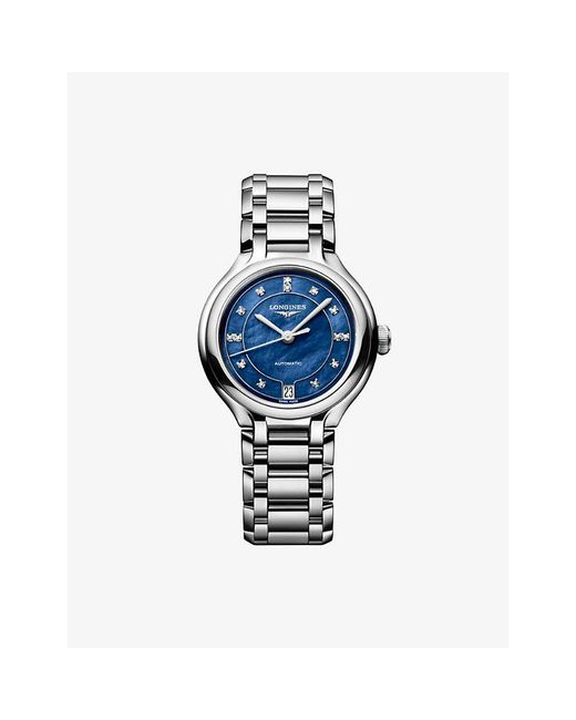Longines Blue Primaluna Stainless-Steel And 0.060Ct Diamond Automatic Watch 34Mm for men