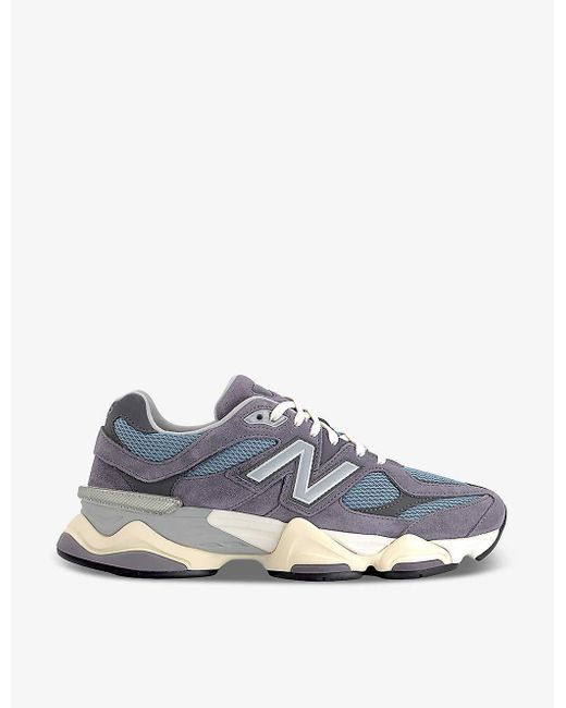 New Balance Blue 9060 Brand-patch Leather And Mesh Low-top Trainers for men