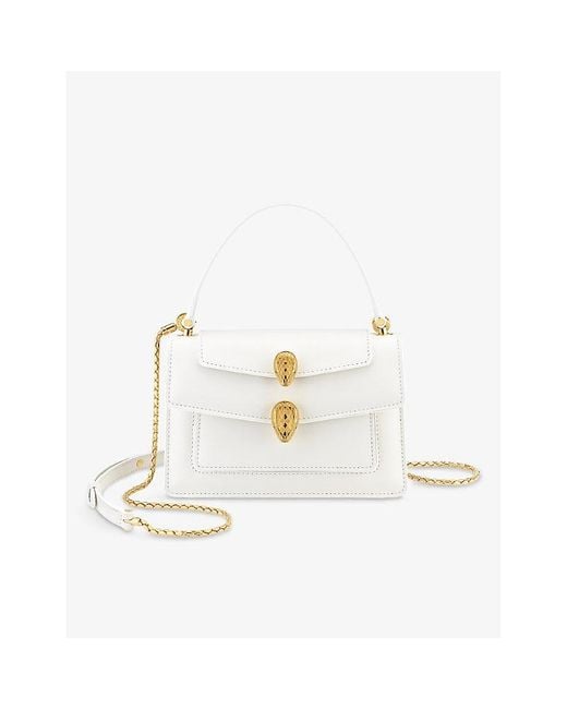 Bvlgari Womens White Serpenti Forever Leather Top-handle Bag