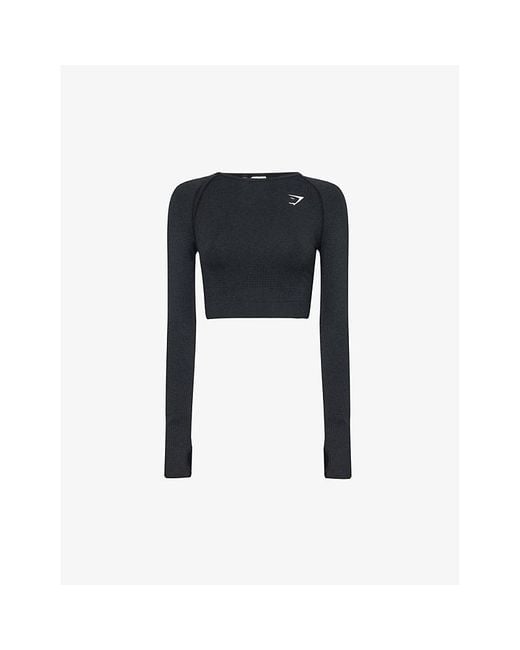 GYMSHARK Black Vital Seamless 2.0 Stretch-jersey Crop Top X