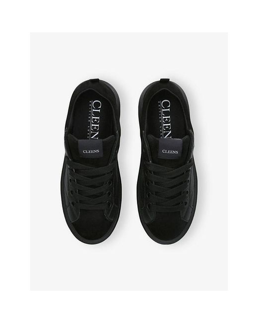 Cleens Black Ace Leather Trainers for men