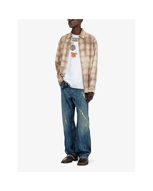 DIESEL White Patch-Print Cotton T-Shirt for men