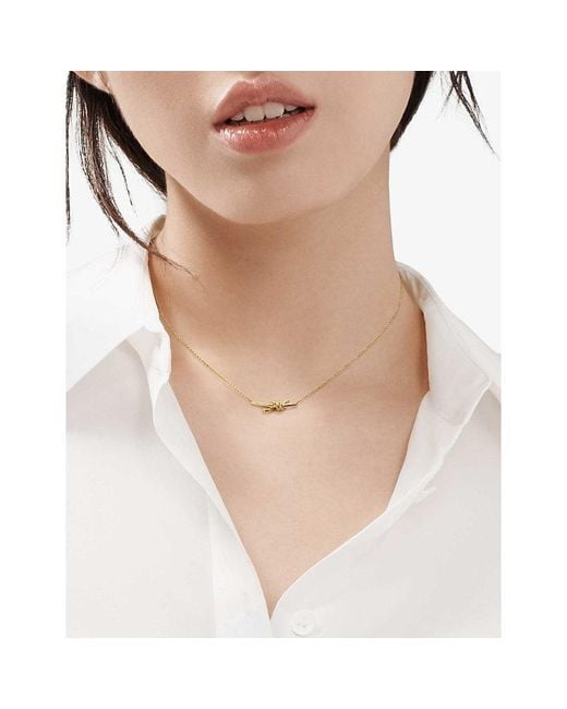 Tiffany & Co Metallic Tiffany Knot Small 18Ct- Pendant Necklace