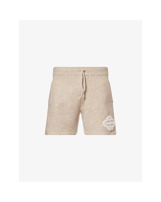 The Couture Club Fluffy Emblem Relaxed-Fit Knitted Shorts in