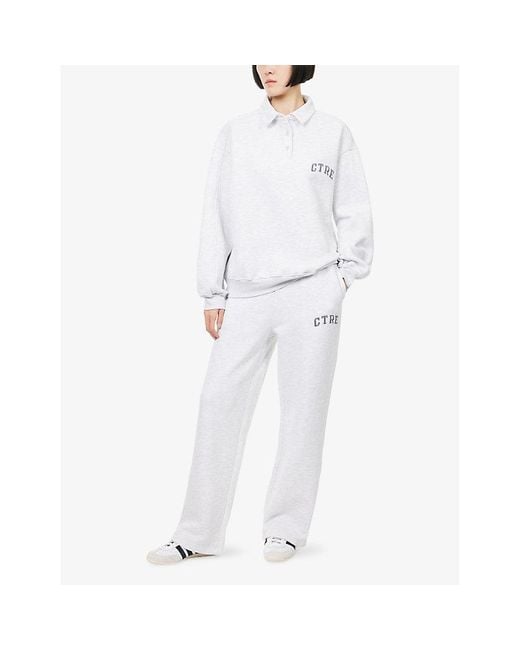 The Couture Club White Ctre Relaxed-Fit Cotton-Blend Polo Sweatshirt