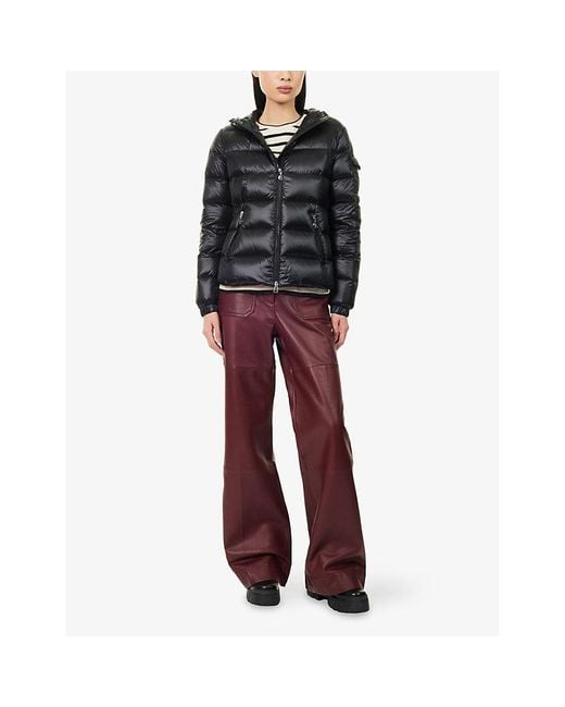 Moncler Black Glesse Short Hooded Shell-Down Jacket