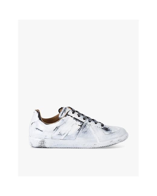 Maison Margiela White Replica Full-Paint Leather Low-Top Trainers for men