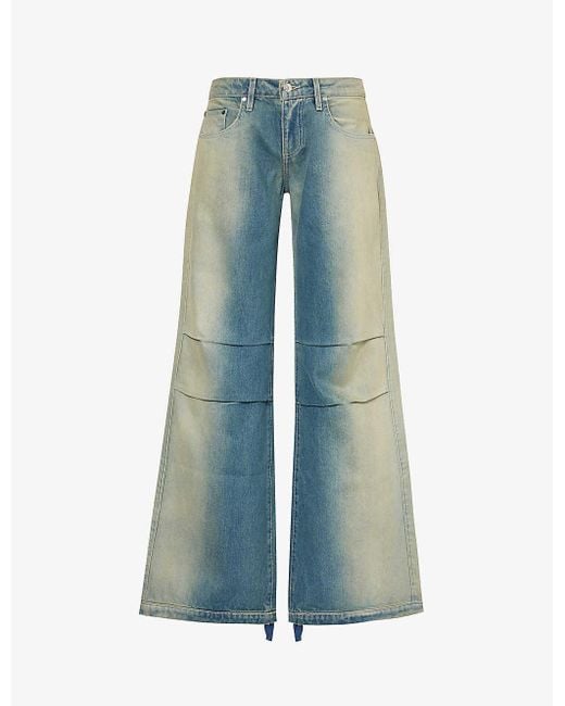 EB DENIM Blue Loon Faded-wash Wide-leg Low-rise Jeans