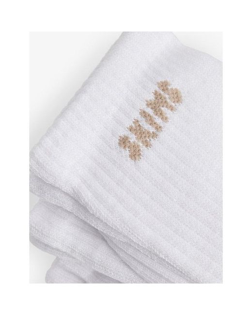 Skims White Crew Ribbed Pack F Three Cotton-Blend Socks