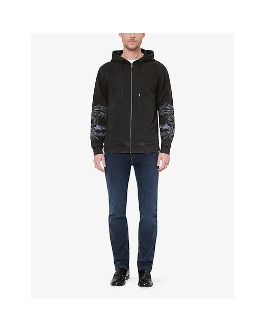 The Kooples Black Hooded Zip-Up Cotton Sweatshirt for men