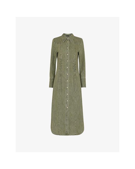 Whistles Green Limited Edition Hudson Lace Detail Cotton Midi Dress