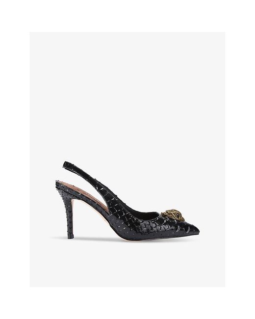 Kurt Geiger Black Belgravia Eagle-Embellished Heeled Patent-Leather Slingbacks