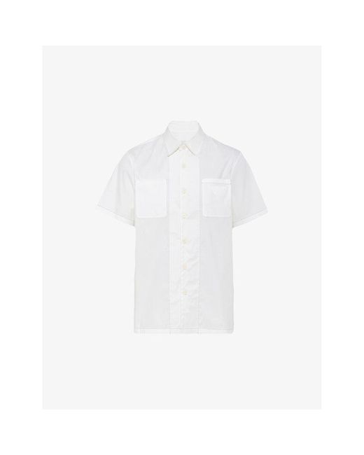 Prada White Logo-embellished Oversized-fit Stretch-cotton Shirt X for men