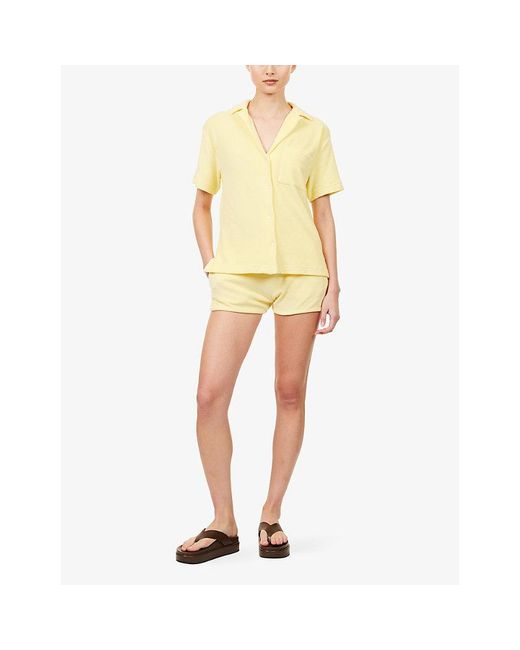Hunza G Yellow Cuban Short-Sleeve Terry Toweling Shirt