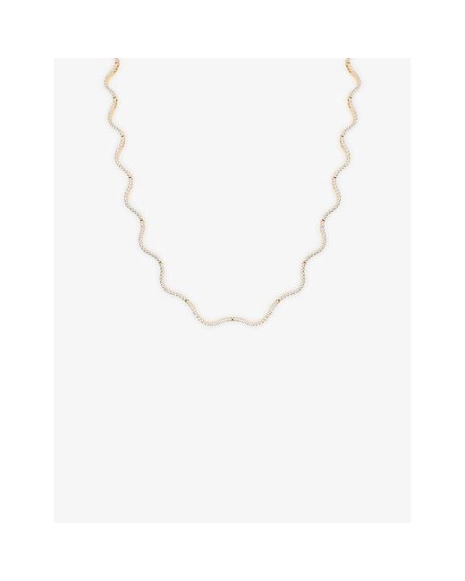 Astrid & Miyu Metallic Ripple Tennis-Plated Sterling Necklace
