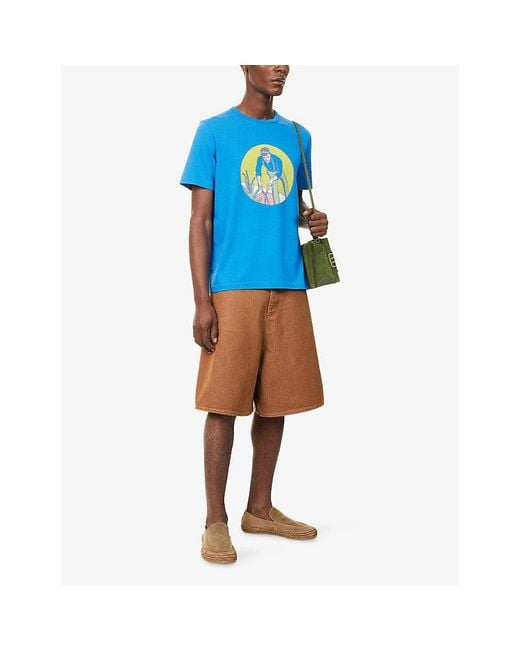 J.W. Anderson Blue Gardener Graphic-Print Cotton T-Shirt for men