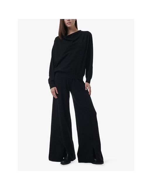 eem Black Cowl-Neck Knitted Wool-Blend Jumper