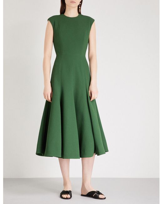 Emilia Wickstead Green Denver Fit-and-flare Crepe Dress