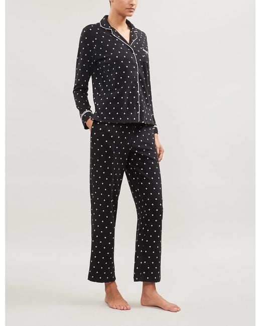 DKNY Polka Dot Stretch-fleece Pyjama Set in Black | Lyst Canada