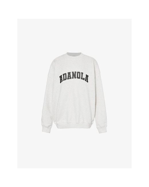 ADANOLA Women's White Varsity Oversized Crewneck Cotton