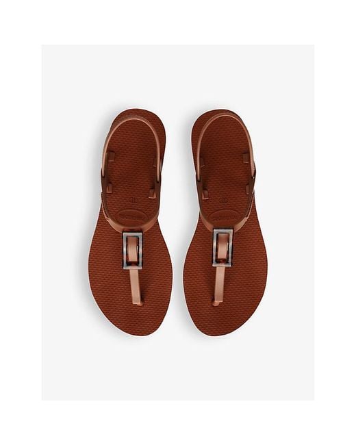 Havaianas Brown Have You Paraty Buckle Logo-embossed Rubber Flip-flops