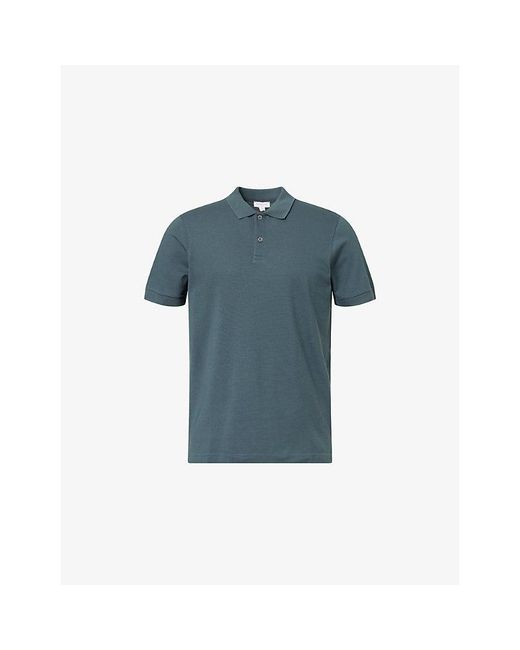 Sunspel Blue Supima Cotton-Piqué Polo Shirt for men