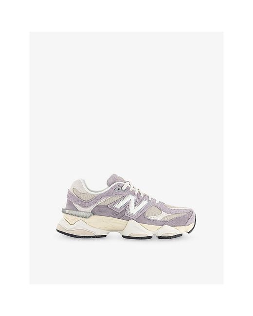 New Balance White 9060 Suede And Mesh Trainers