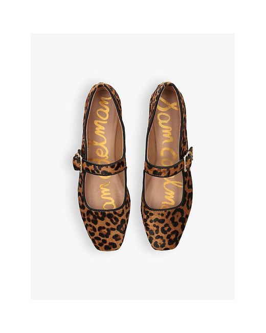 Sam Edelman Brown Michaela Leopard-Print Leather Ballet Flats