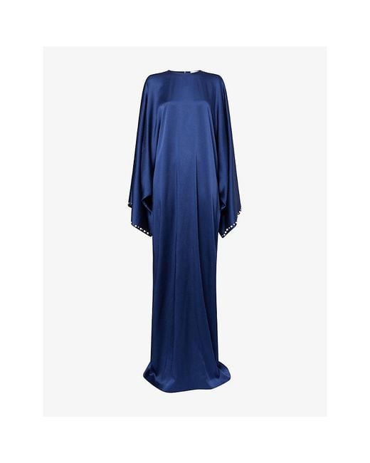 Stella McCartney Blue Pearl-Embellished Satin Maxi Dress