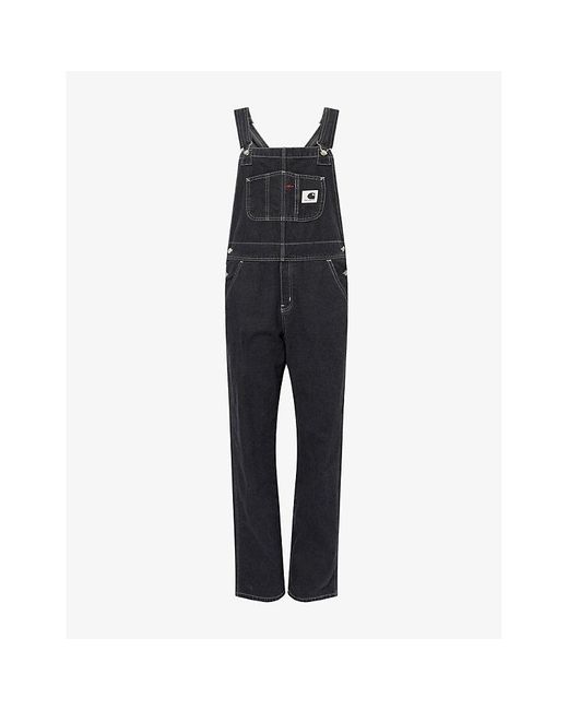 Carhartt Blue Brand-Patch Straight-Leg Denim Dungarees
