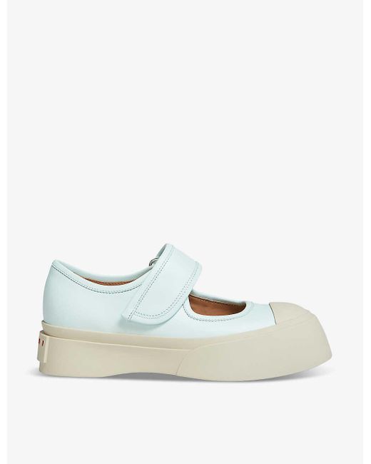 Marni Blue Pablo Leather Mary Jane Trainers