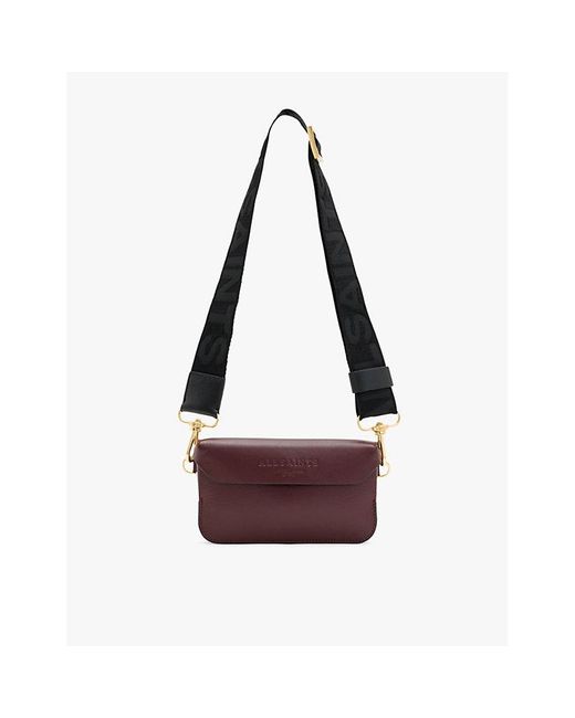 AllSaints Red Zoe Logo-Debossed Leather Cross-Body Bag