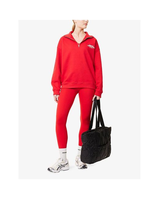 ADANOLA Red Oversized Brand-Print Cotton-Jersey Sweatshirt