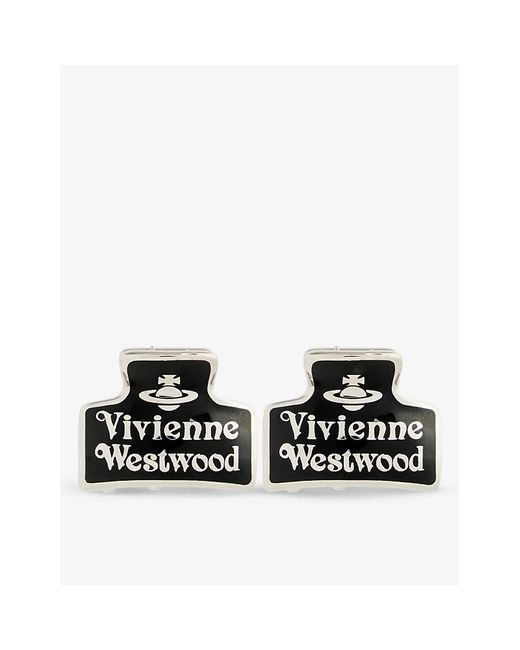 Vivienne Westwood Black Logo-embossed Brass Set Of Two Claw Clips
