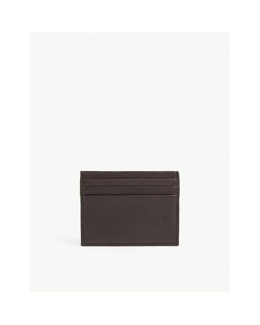 Polo Ralph Lauren Brown Logo-Debossed Pebbled-Leather Cardholder for men