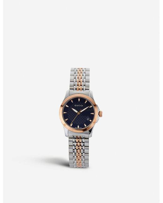 Gucci Ya126512 G-timeless Collection Bi-colour Stainless Steel And  Pink-gold Pvd Watch in Black (Metallic) | Lyst Canada