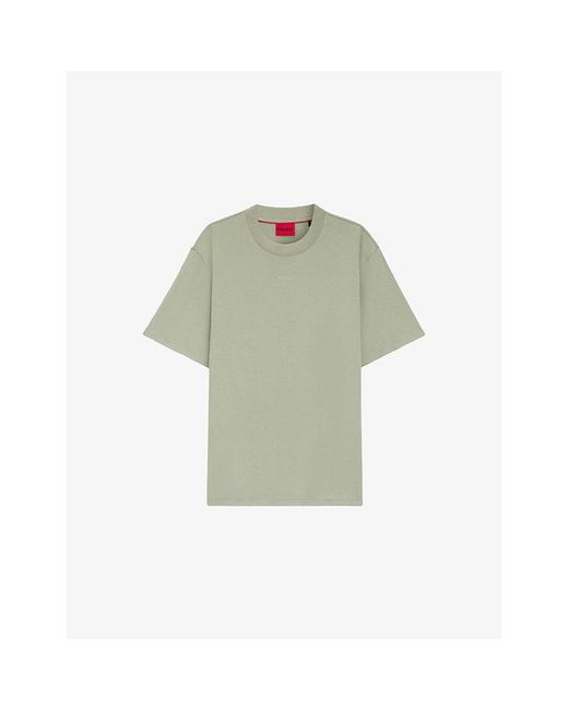 HUGO Green Brand-Print Relaxed-Fit Cotton-Jersey T-Shirt for men