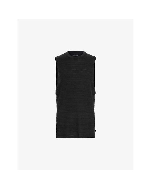 AllSaints Black Drax Sleeveless Organic-cotton Vest Top for men