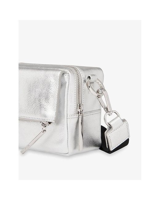 Whistles Bibi Zippouch Metallic Leather Crossbody Bag in White Lyst