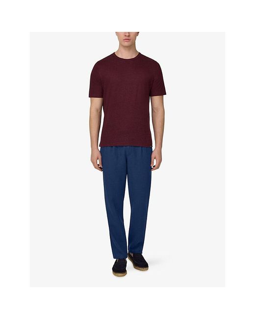 Boggi Blue City Tapered Linen Trousers for men