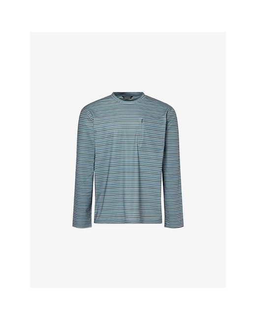Hiking Patrol Blue Striped Long-Sleeve Stretch-Jersey Top for men