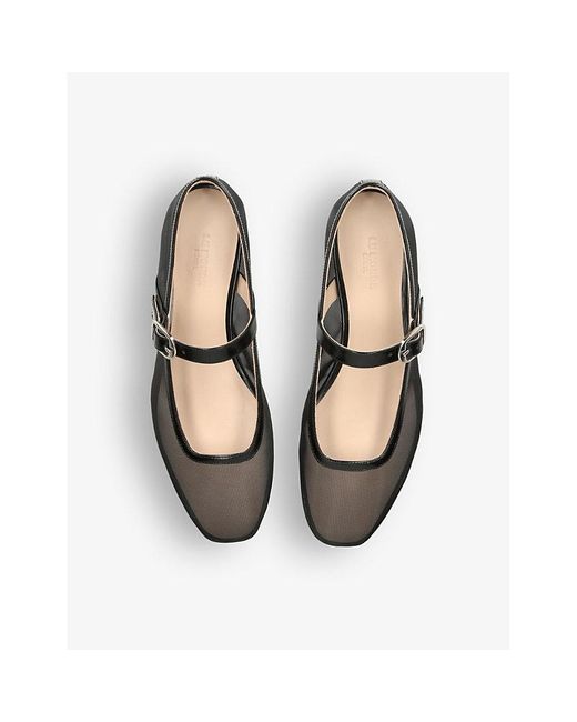 Le Monde Beryl White Round-toe Trimmed Mesh And Patent-leather Mary Jane Courts