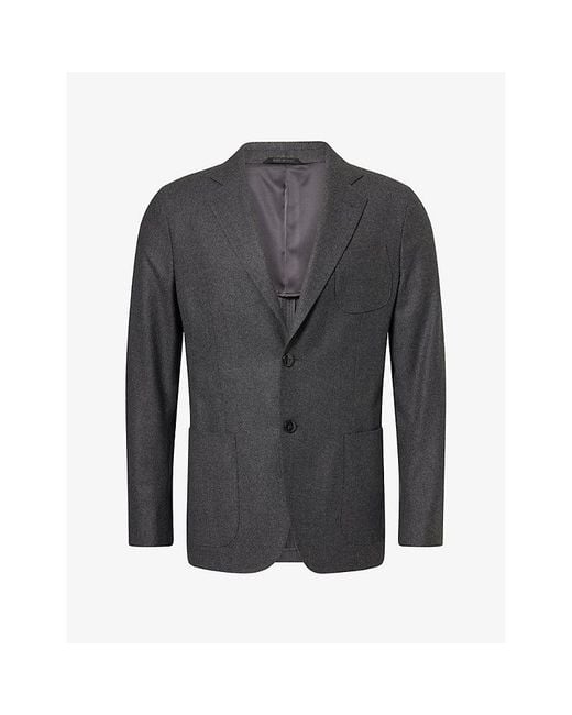 Giorgio Armani Gray Unlined Single-Breasted Cashmere Blzzer for men