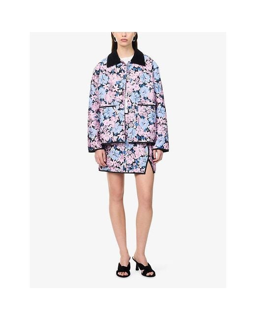 Sister Jane Blue Floral Jacquard Woven Mini Skirt