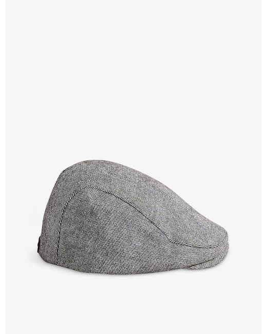 Ted Baker Miichel Brandpatch Tweedwoven Flat Cap in Grey (Grey) for
