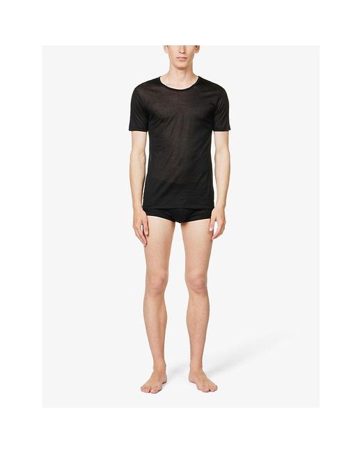 Zimmerli of Switzerland Black Royal Classic Semi-Sheer Cotton-Jersey T-Shirt for men