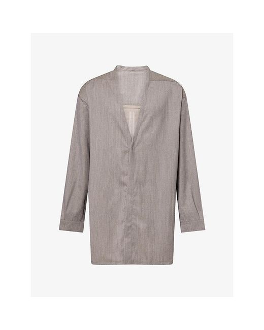 Rick Owens Gray Concordian Longline Wool Shirt for men