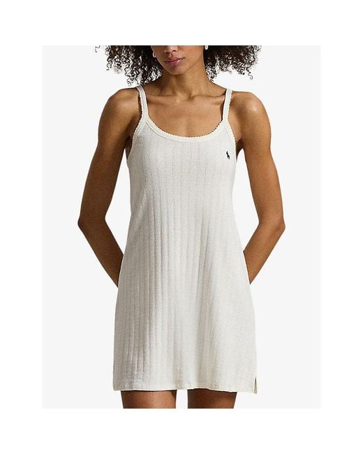 Polo Ralph Lauren Natural Pointelle Logo-Embroidery Cotton Nightdress