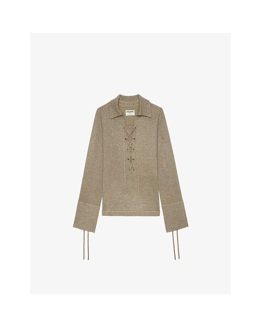 Zadig & Voltaire Natural Lace-Up Long-Sleeved Knitted Jumper