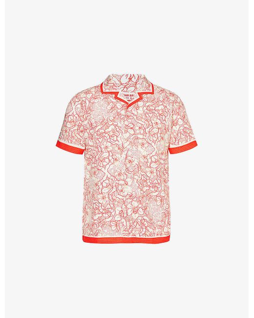 Orlebar Brown Pink Hibbert Floral-print Regular-fit Woven Shirt X for men